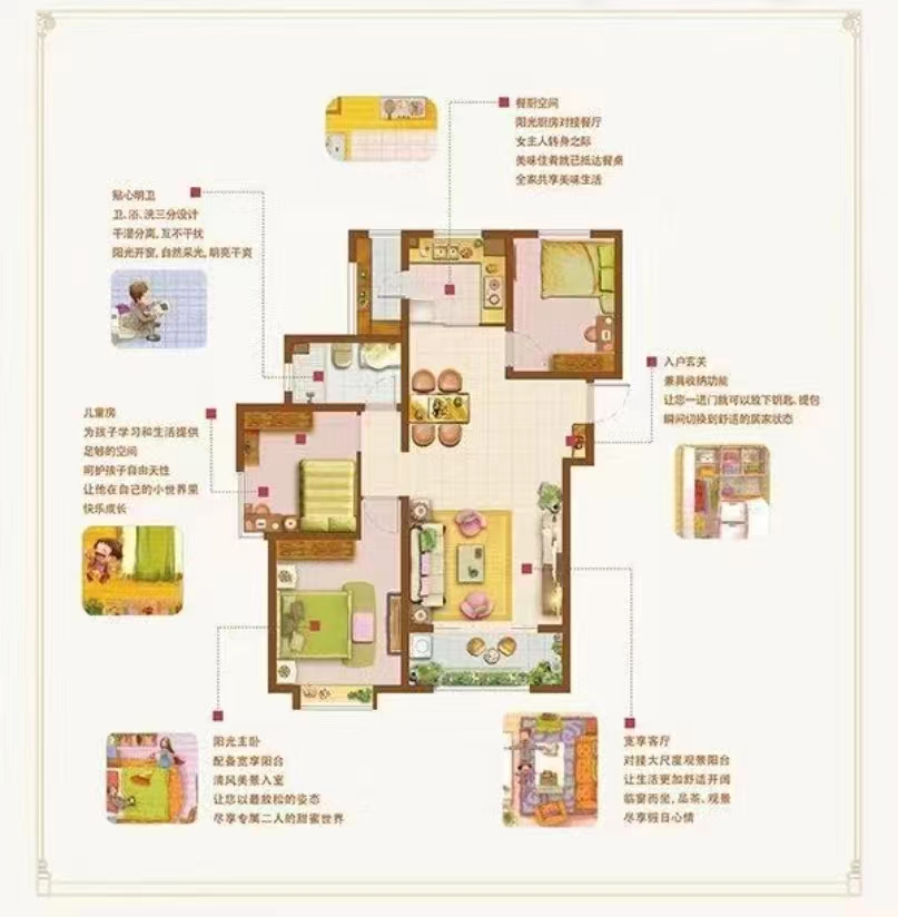 浮来春公馆118平三室88万倒H户型南北通透 二手房