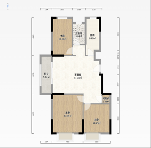 中央绿城3室2厅1厨1卫108平