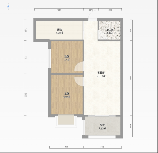 中央绿城2室2厅1厨1卫66平