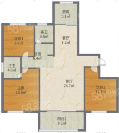 翠湖佳园北二区，3室2厅2卫，125㎡，精装，售价169万 二手房
